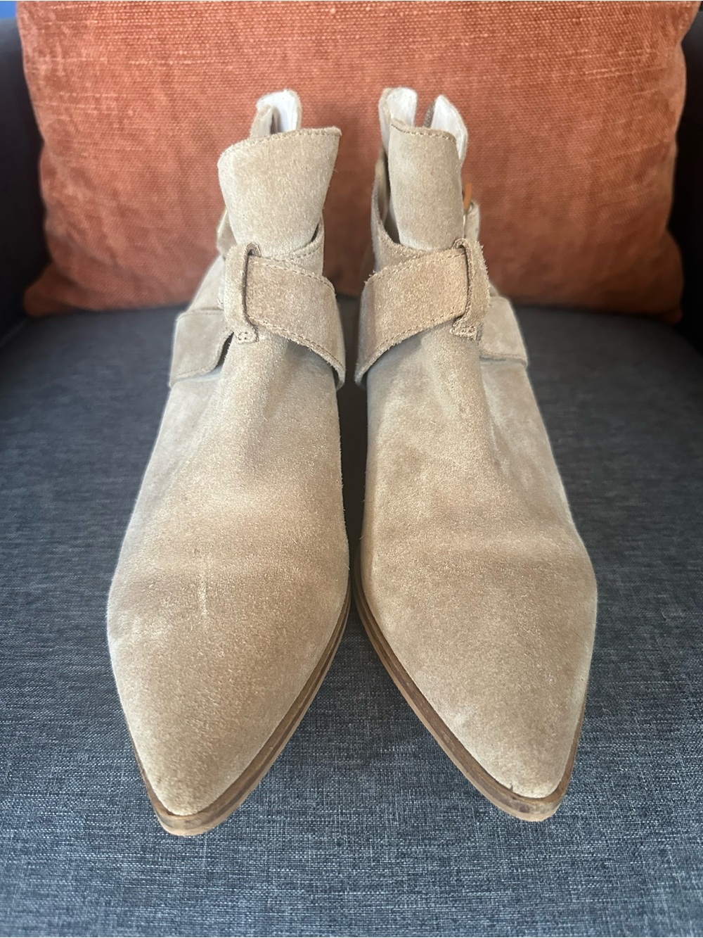 Sole Society Women's Suede Pointed-Toe Ankle Boots in Taupe